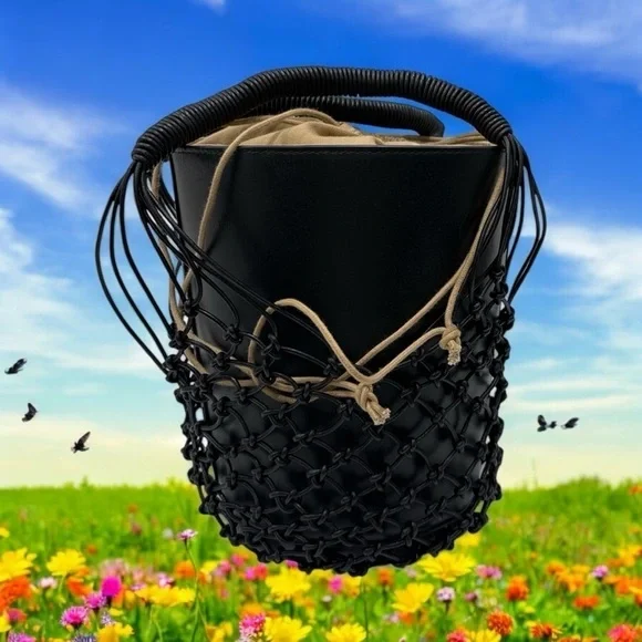 J. Crew Sedona Basket Bag Black Leather - Picture 3 of 11